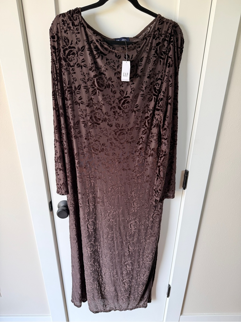 NWT Gap Velvet Floral Maxi Dress Long Sleeve XXL